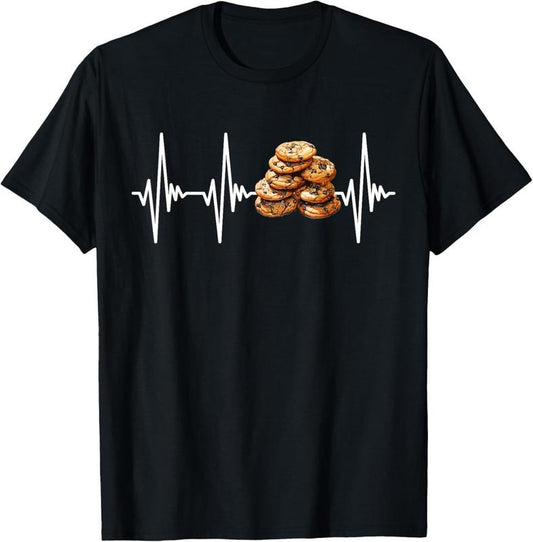 100% Cotton Funny Cookie Heartbeat Design For Cookie Lovers Men Women T-Shirt Hoodie, Sweatshirt | WearSparks.com