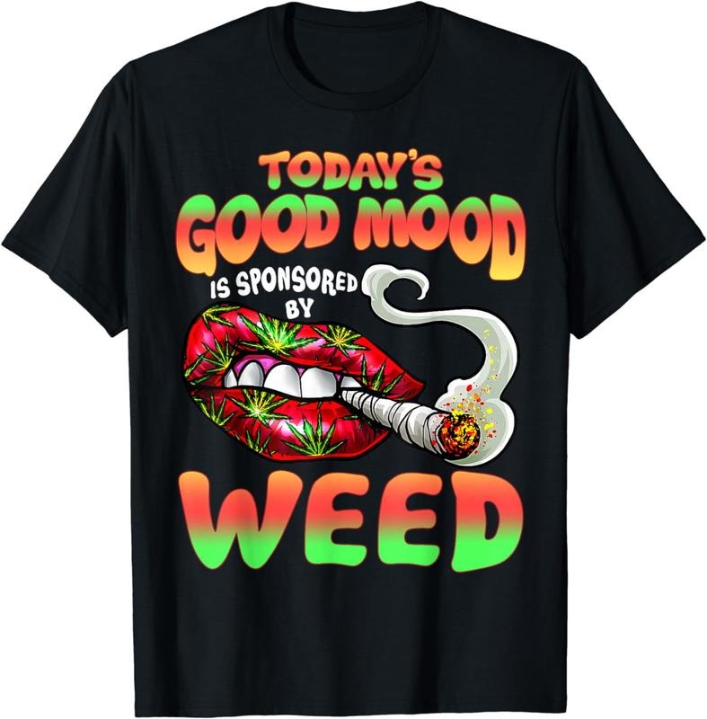 [100% Cotton]Funny Cool Sexy Lips Weed Cannabis Marijuana Leaves Smoking T-Shirt Hoodie, Sweatshirt | WearSparks.com