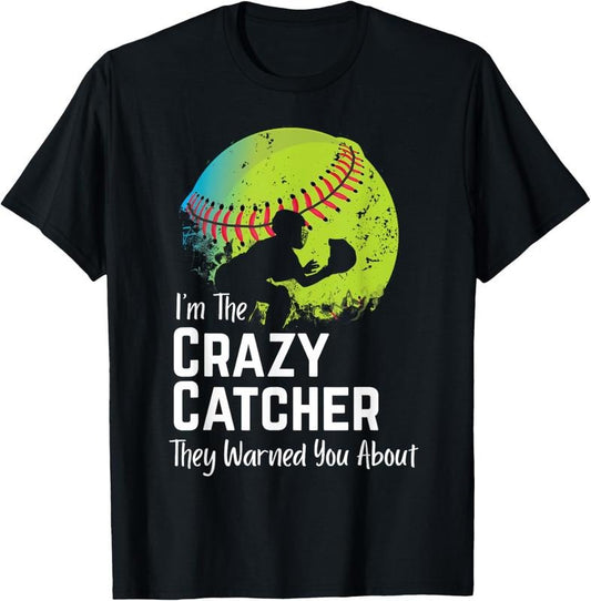 100% Cotton Funny Crazy Catcher Bat & Ball Player Softball Sports Lovers T-Shirt Hoodie, Sweatshirt | WearSparks.com
