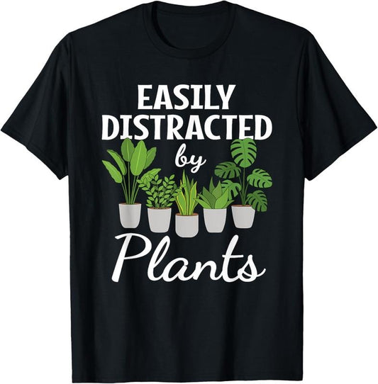 100% Cotton Funny Easily Distracted By Plants Succulent Gardening Garden T-Shirt Hoodie, Sweatshirt | WearSparks.com