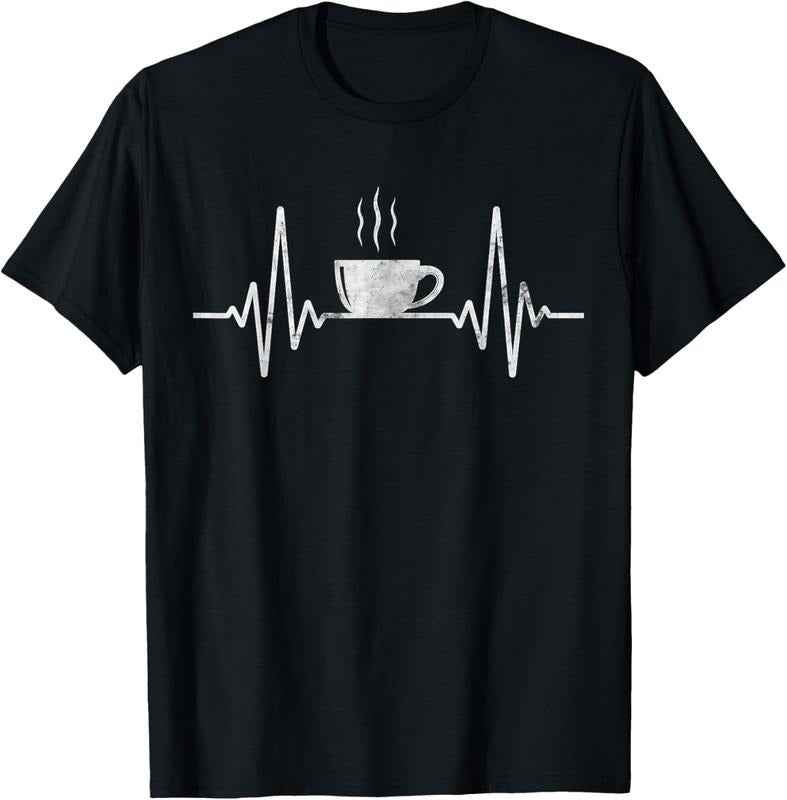 100% Cotton Funny Heartbeat Coffee Shirt Coffee Cup Frequency T-Shirt Hoodie, Sweatshirt | WearSparks.com