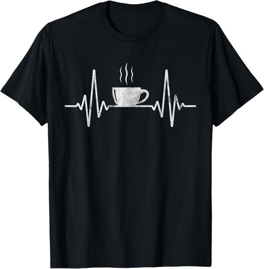 100% Cotton Funny Heartbeat Coffee Shirt Coffee Cup Frequency T-Shirt Hoodie, Sweatshirt | WearSparks.com