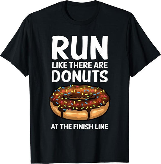 100% Cotton Funny Running For Men Women Donut Finish Line Marathon T-Shirt Hoodie, Sweatshirt | WearSparks.com