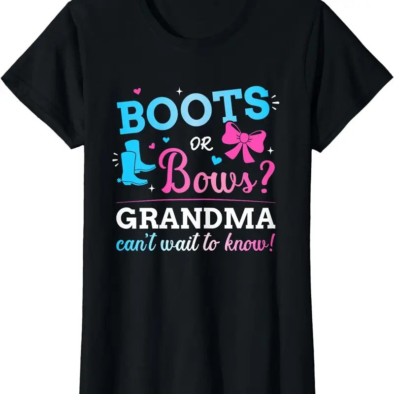 [100% Cotton]Gender reveal boots or bows grandma matching baby party T-Shirt Hoodie, Sweatshirt | WearSparks.com
