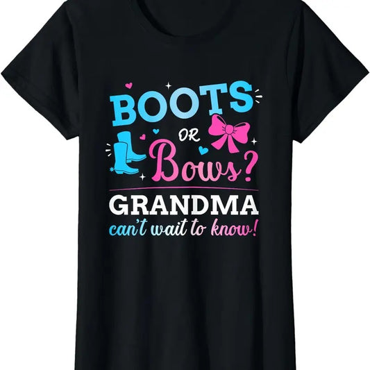 [100% Cotton]Gender reveal boots or bows grandma matching baby party T-Shirt Hoodie, Sweatshirt | WearSparks.com