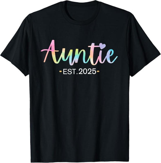 100% Cotton Gifts For New Auntie Est 2025 Tie Dye Promoted to Aunt 2025 T-Shirt Hoodie, Sweatshirt | WearSparks.com