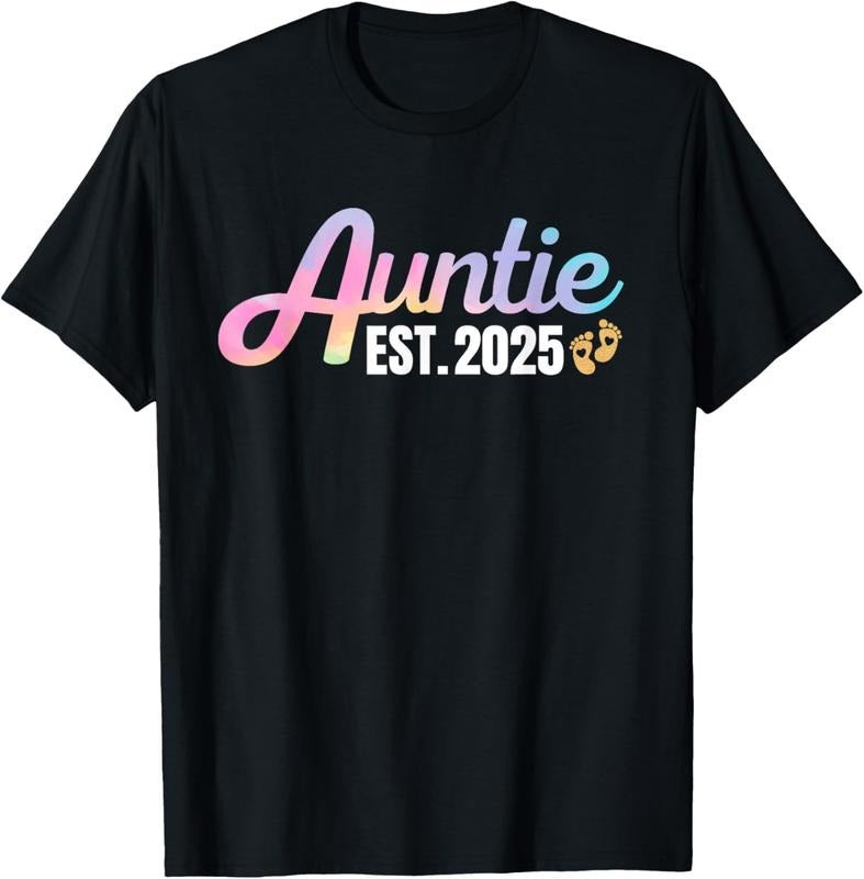 100% Cotton Gifts For New Auntie Est 2025 Tie Dye Promoted to Aunt 2025 T-Shirtstyle{n002}2 T-Shirts, Hoodie, Sweatshirt