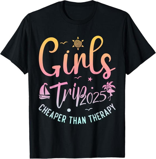 100% Cotton Girls Trip Cheaper Than a Therapy 2025 Girls Trip Matching T-Shirt Hoodie, Sweatshirt | WearSparks.com