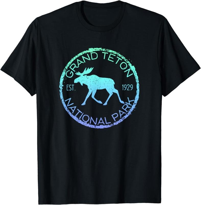 [100% Cotton]Grand Teton National Park Weathered Moose Design Souvenir T-Shirt Hoodie, Sweatshirt | WearSparks.com