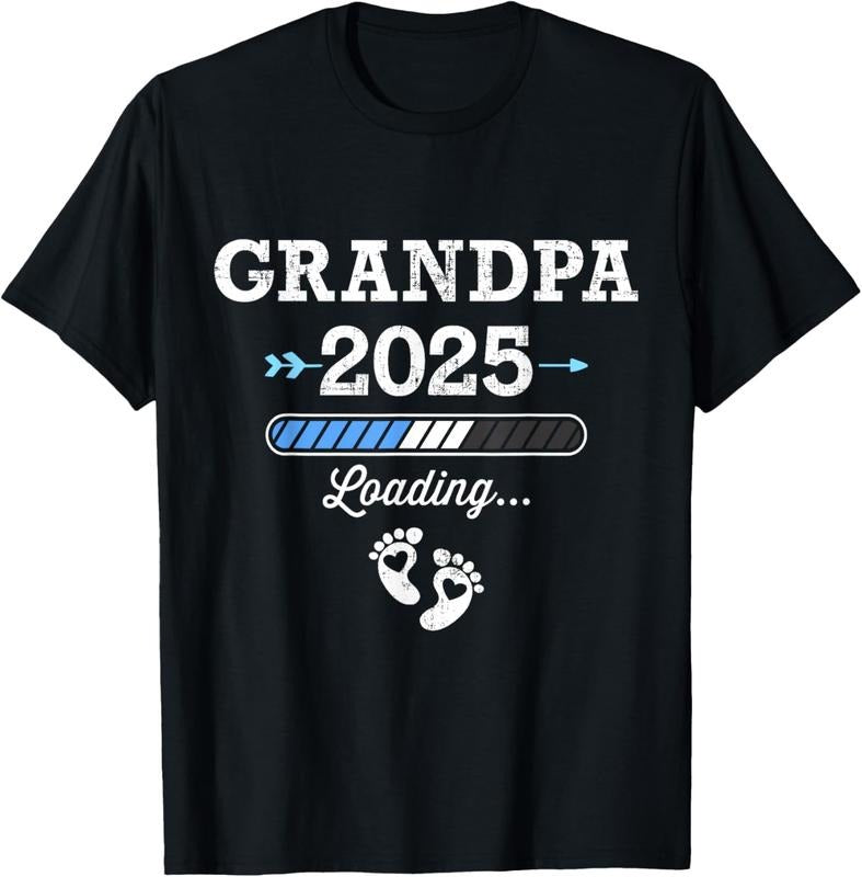 100% Cotton Grandpa 2025 loading for pregnancy announcement T-Shirt Hoodie, Sweatshirt | WearSparks.com