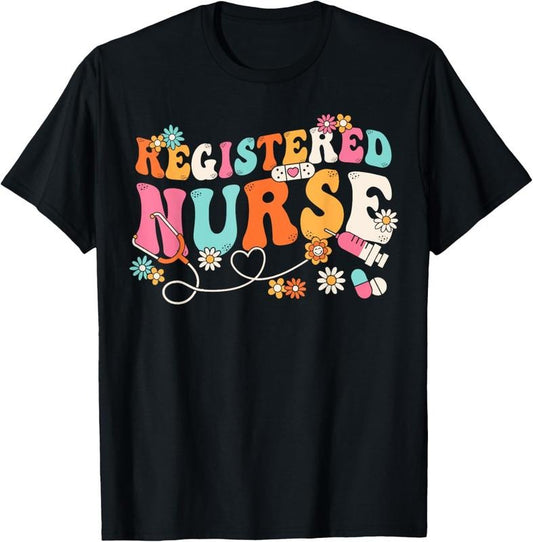 100% Cotton Groovy RN Registered Nurse Week Nursing Stethoscope Cute T-Shirt Hoodie, Sweatshirt | WearSparks.com