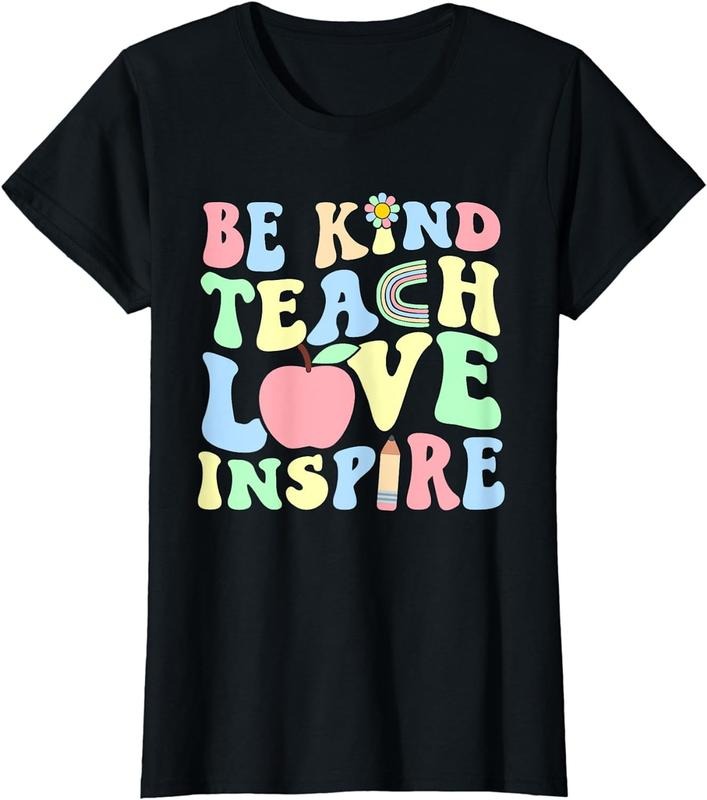 [100% Cotton]Groovy Teach Love Inspire Back To School Pastel Teacher T-Shirt Hoodie, Sweatshirt | WearSparks.com