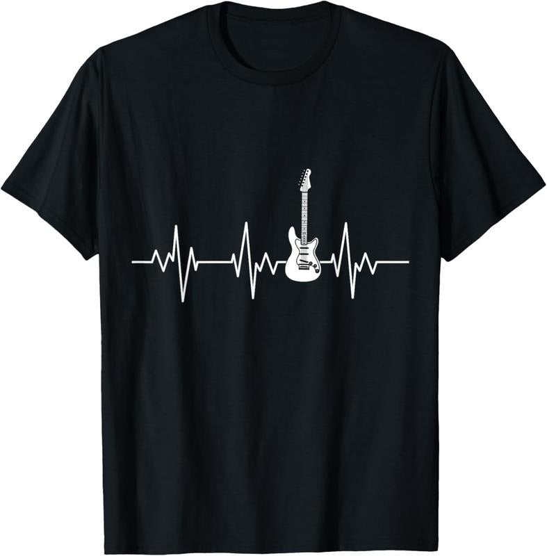 100% Cotton Guitar Guitarist Electric Guitar Heartbeat Rock Music Gift T-Shirt Hoodie, Sweatshirt | WearSparks.com