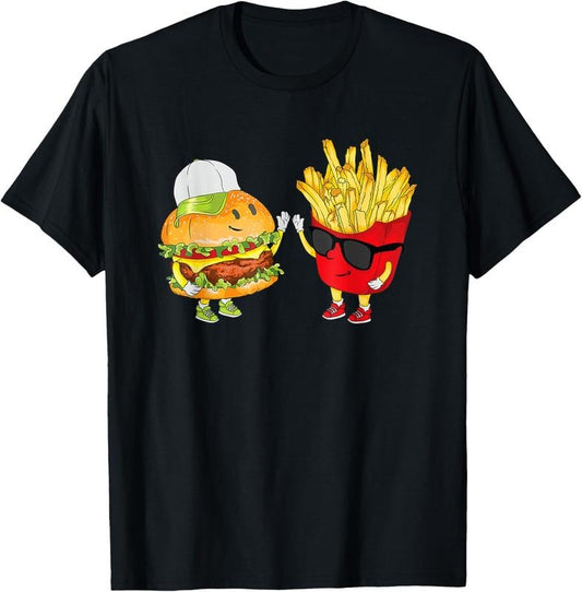 100% Cotton Hamburger Fries High Five | Cool Fun Combo Snacks Funny Gift T-Shirt Hoodie, Sweatshirt | WearSparks.com