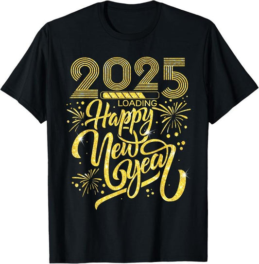 100% Cotton Happy New Year 2025 Loading Fireworks T-Shirt Hoodie, Sweatshirt | WearSparks.com
