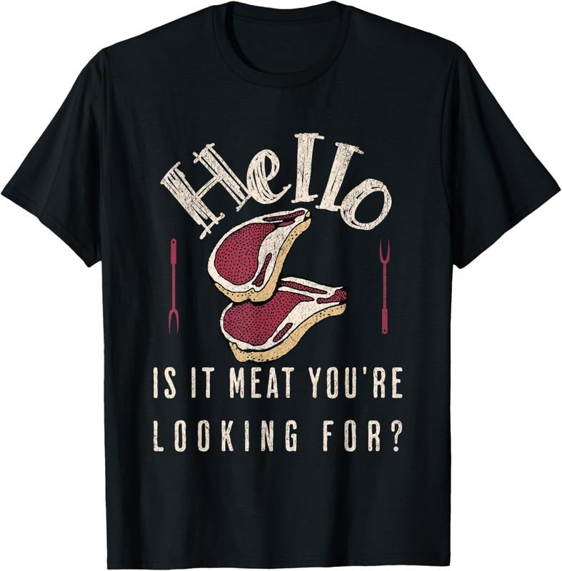 100% Cotton Hello Is It Meat You're Looking For? Funny Meat Lover T-Shirt Hoodie, Sweatshirt | WearSparks.com