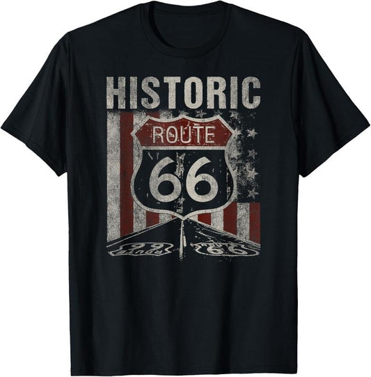 100% Cotton Historic U.S.A. Route 66 Highway Vintage America Road Sign T-Shirt Hoodie, Sweatshirt | WearSparks.com