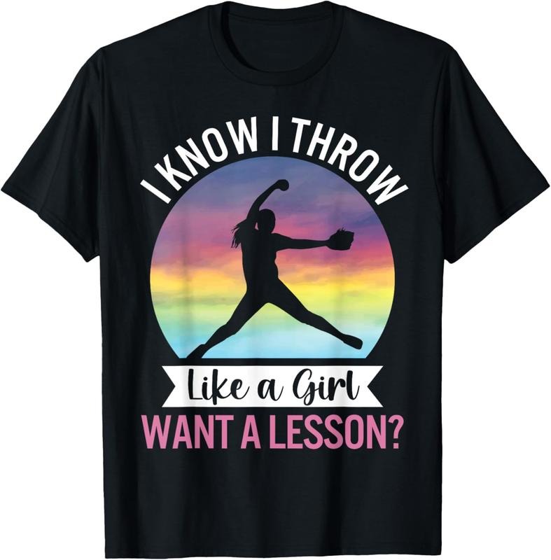 100% Cotton I Know I Throw Like A Girl Funny Women's Softball Pitcher T-Shirt Hoodie, Sweatshirt | WearSparks.com