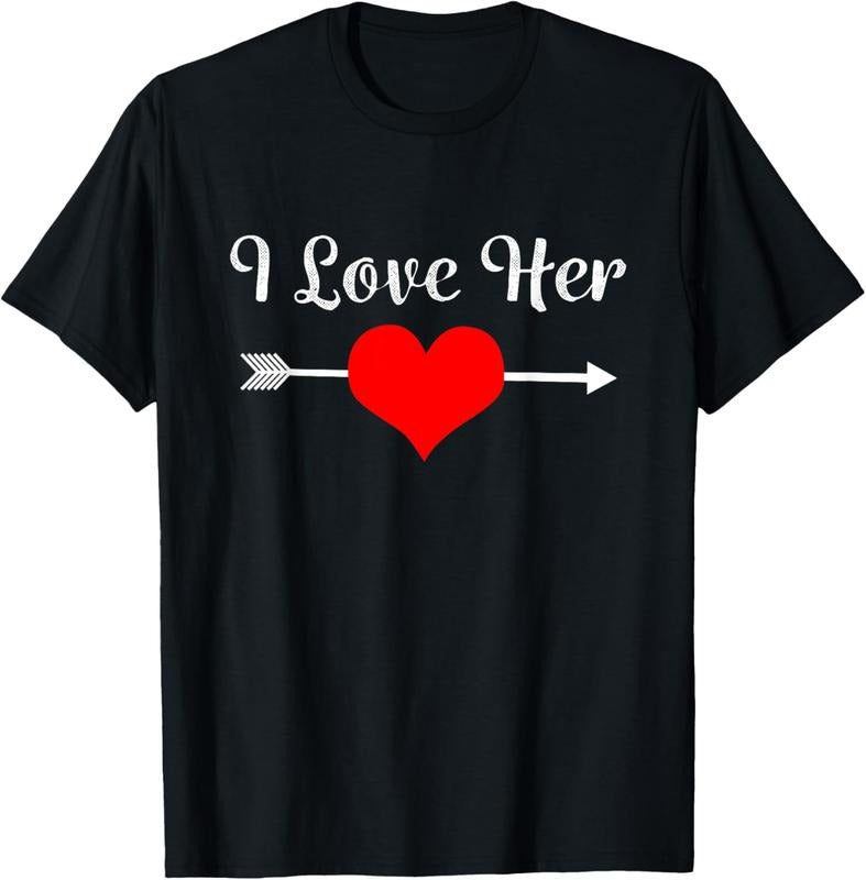 100% Cotton I Love Her Shirt for Couples Matching Sets for Him And Her T-Shirt Hoodie, Sweatshirt | WearSparks.com