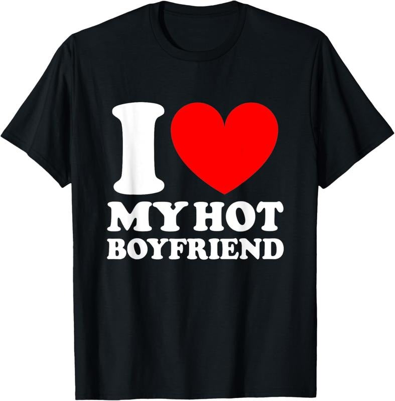 100% Cotton I Love My Hot Boyfriend Shirt T-Shirt Hoodie, Sweatshirt | WearSparks.com