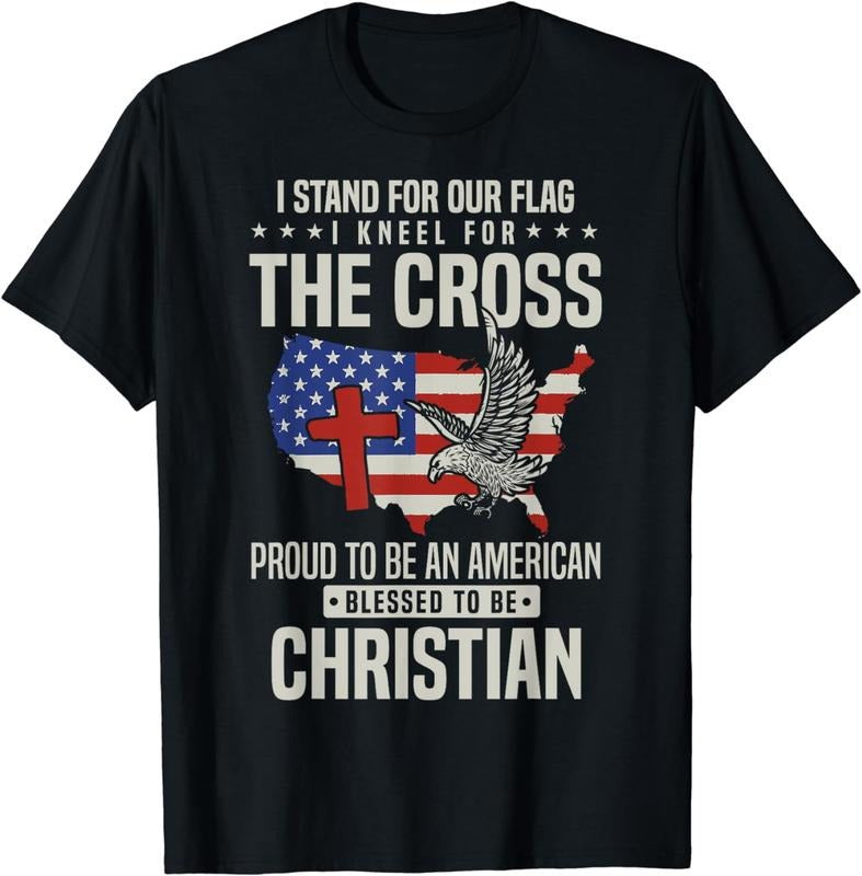 [100% Cotton]I Proudly Stand For The Flag And Kneel For The Cross T-Shirt Hoodie, Sweatshirt | WearSparks.com
