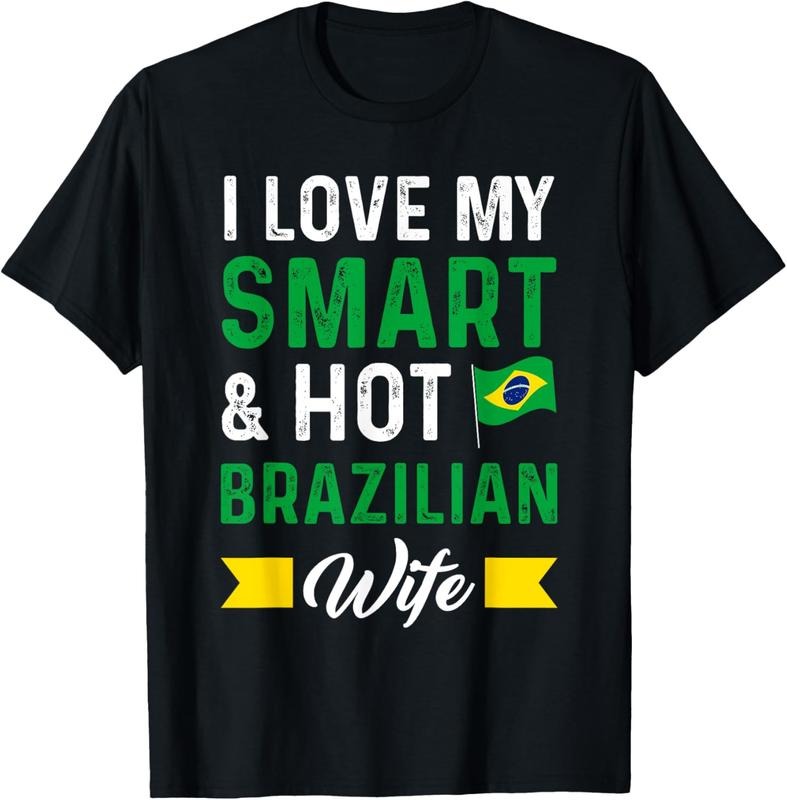 100% Cotton I love my smart & hot brazilian wife Brazil T-Shirt Hoodie, Sweatshirt | WearSparks.com