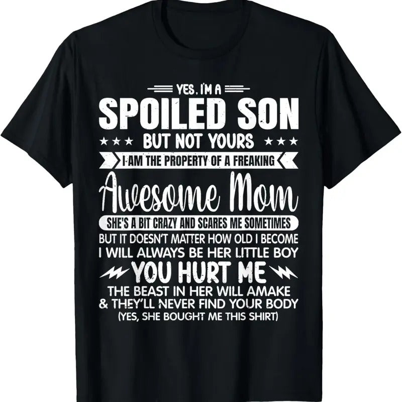 100% Cotton I'm A Spoiled Son But Not Yours Freaking Awesome Mom Vintage T-Shirt Hoodie, Sweatshirt | WearSparks.com
