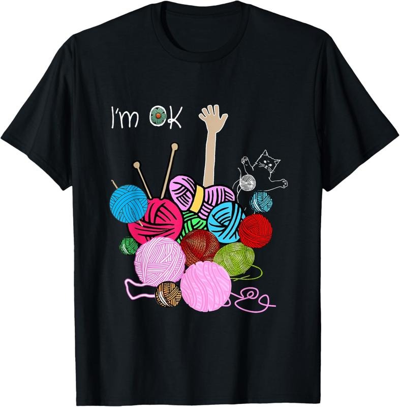 100% Cotton I'm Ok Crochet And Knitting Funny Crocheting T-Shirt Hoodie, Sweatshirt | WearSparks.com