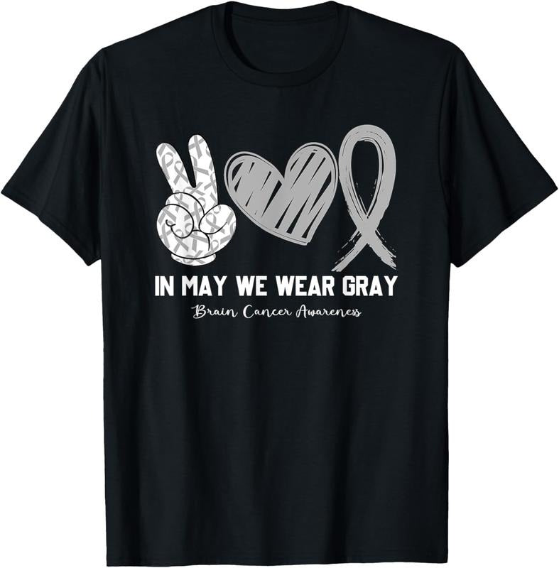 100% Cotton In May We Wear Gray Brain Cancer Awareness Month T-Shirt Hoodie, Sweatshirt | WearSparks.com