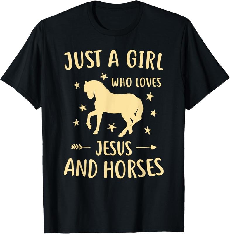 100% Cotton Jesus And Horses For Girls Teens Women Horse Lover Christian T-Shirt Hoodie, Sweatshirt | WearSparks.com