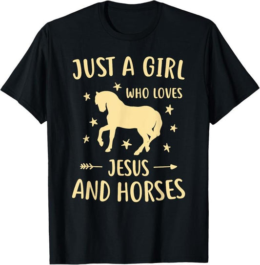100% Cotton Jesus And Horses For Girls Teens Women Horse Lover Christian T-Shirt Hoodie, Sweatshirt | WearSparks.com