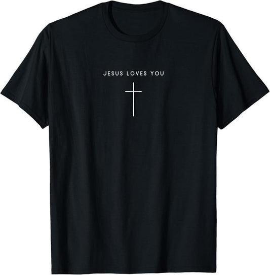 100% Cotton Jesus Loves You Cross - Minimalist Christian Religious Jesus T-Shirt Hoodie, Sweatshirt | WearSparks.com