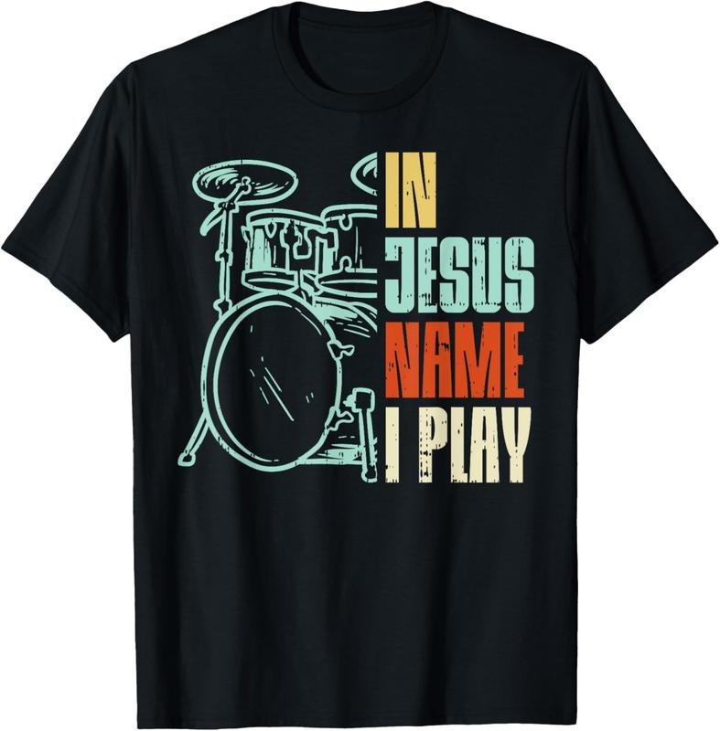 100% Cotton Jesus Name I Play Drums God Drumming Music Christian Drummer T-Shirt Hoodie, Sweatshirt | WearSparks.com