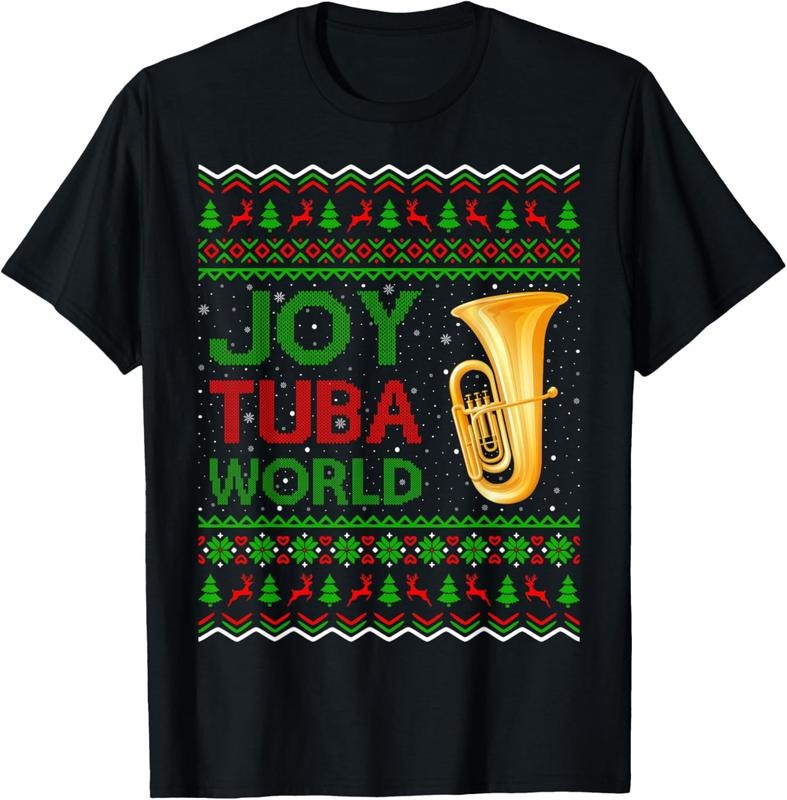 100% Cotton Joy Tuba World Music Lover Xmas Gift Ugly Tuba Christmas T-Shirt Hoodie, Sweatshirt | WearSparks.com