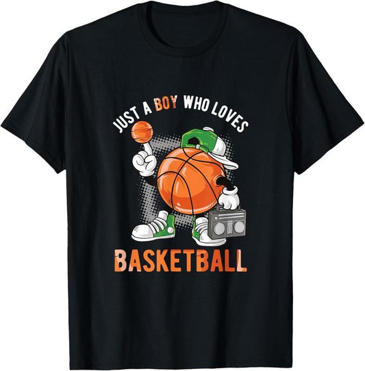 100% Cotton Just A Boy Who Loves Basketball T-Shirt Hoodie, Sweatshirt | WearSparks.com