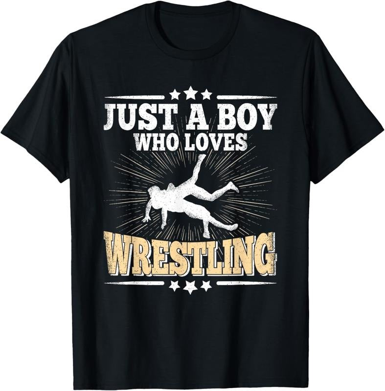 100% Cotton Just A Boy Who Loves Wrestling Funny Wrestle Lover Wrestler T-Shirt Hoodie, Sweatshirt | WearSparks.com