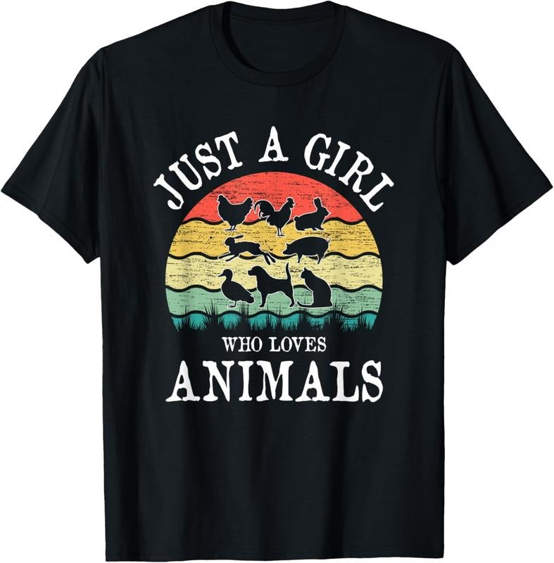 100% Cotton Just A Girl Who Loves Animals T-Shirt Hoodie, Sweatshirt | WearSparks.com