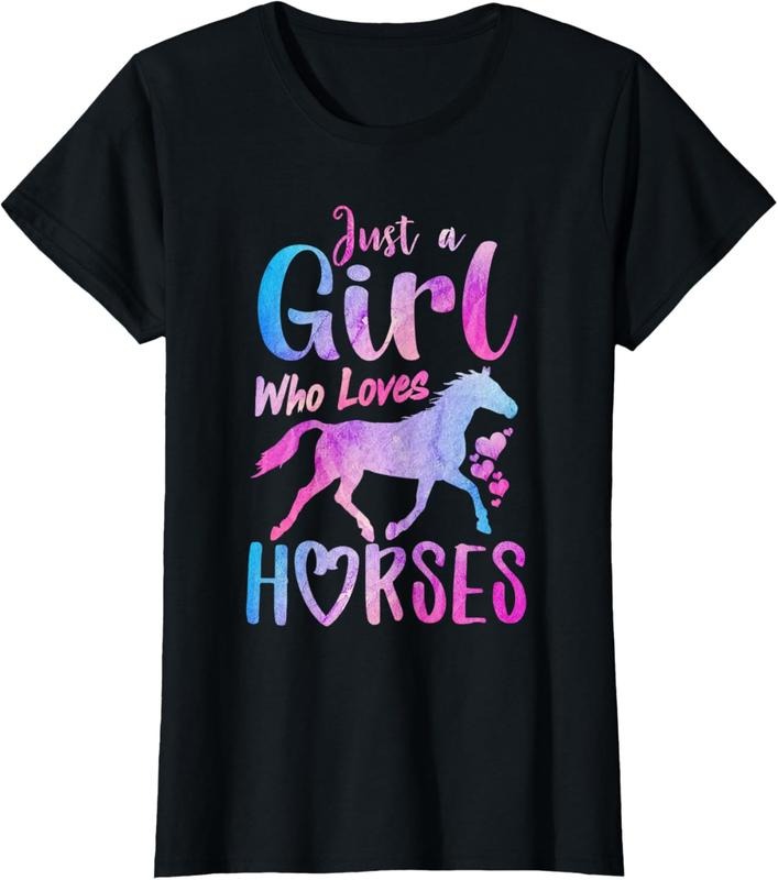 100% Cotton Just A Girl Who Loves Horses Riding Cute Horse Girls Women T-Shirt Hoodie, Sweatshirt | WearSparks.com