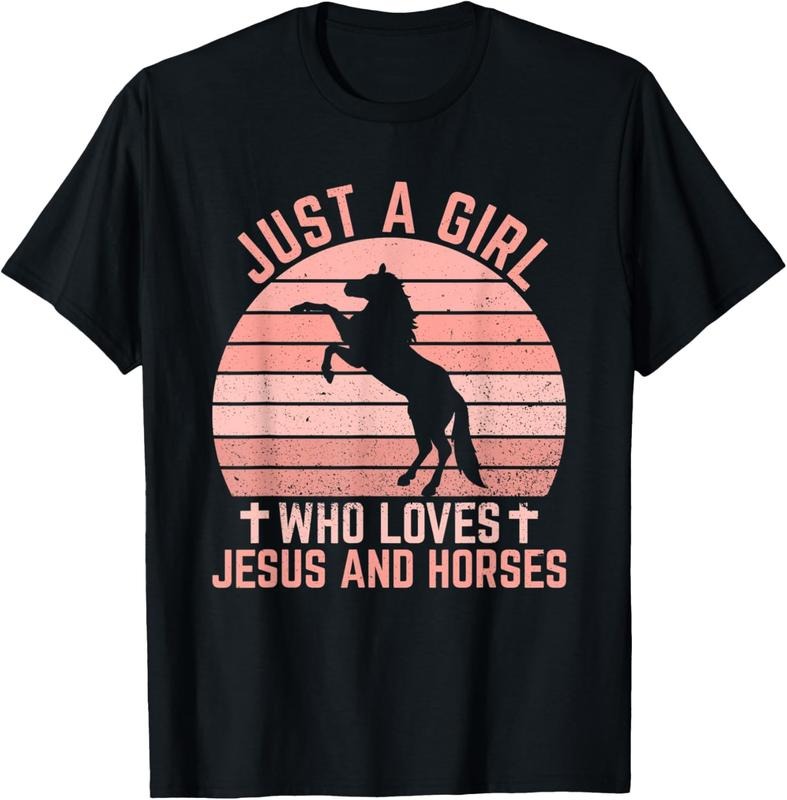 100% Cotton Just A Girl Who Loves Jesus And Horses - Christian Riders T-Shirt Hoodie, Sweatshirt | WearSparks.com