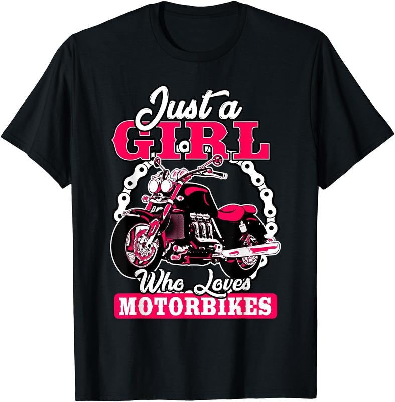 [100% Cotton]Just A Girl Who Loves Motorbikes Quote for Women Motorcycle T-Shirt Black Hoodie, Sweatshirt | WearSparks.com