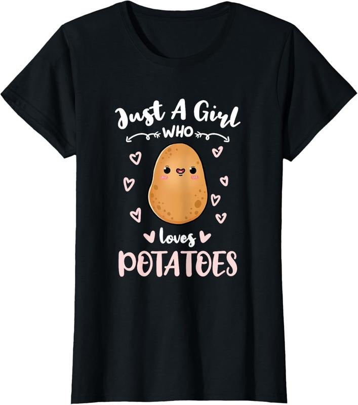 100% Cotton Just A Girl Who Loves Potatoes T-Shirt Hoodie, Sweatshirt | WearSparks.com