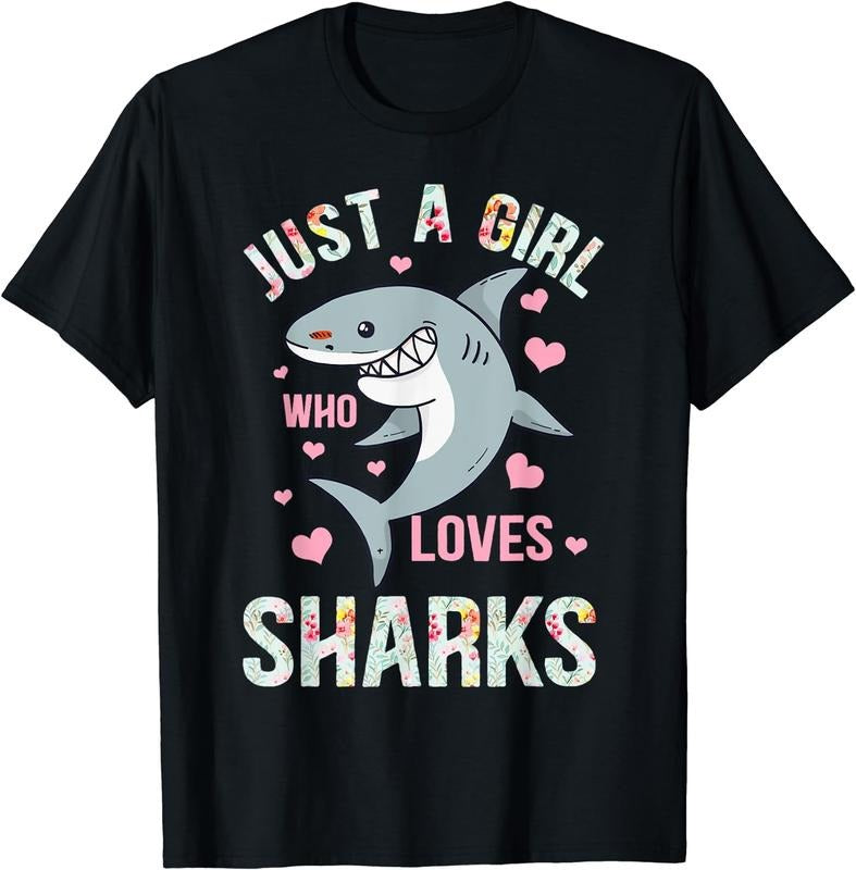 [100% Cotton]Just A Girl Who Loves Sharks T-Shirt Hoodie, Sweatshirt | WearSparks.com