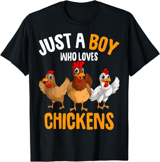 [100% Cotton]Just a Boy who loves Chickens Kids Boys Chicken T-Shirt Hoodie, Sweatshirt | WearSparks.com
