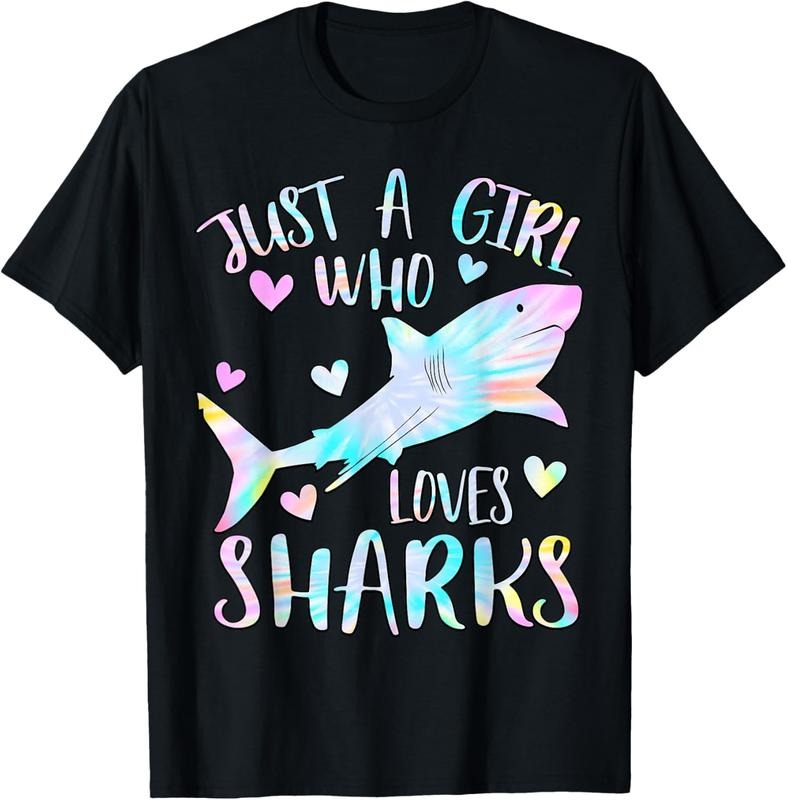 100% Cotton Just a Girl Who Loves Sharks Lover Tie Dye Themed Shark Girl T-Shirt Hoodie, Sweatshirt | WearSparks.com