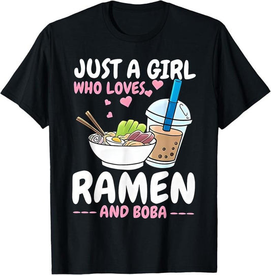 100% Cotton Just a girl who loves Ramen and Boba bubble tea Tea Japanese T-Shirt Hoodie, Sweatshirt | WearSparks.com