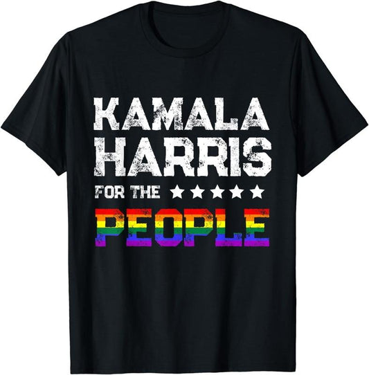 [100% Cotton]Kamala Harris 2024 For The People LGBT Flag Equality Breathable casual T-shirt Hoodie, Sweatshirt