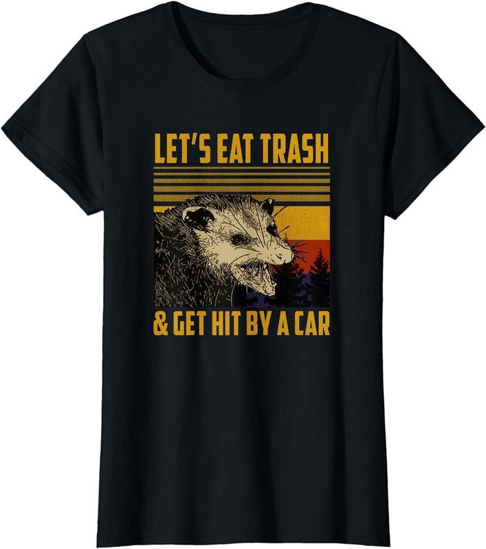 [100% Cotton]Let's Eat Trash and Get Hit By A Car Vintage Opossum T-Shirt Hoodie, Sweatshirt | WearSparks.com