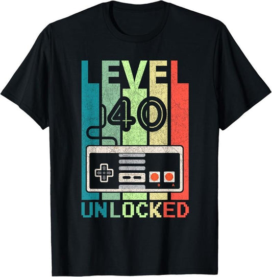 100% Cotton Level 40 Unlocked Shirt Video Gamer 40th Birthday Gifts Tee T-Shirt Hoodie, Sweatshirt | WearSparks.com