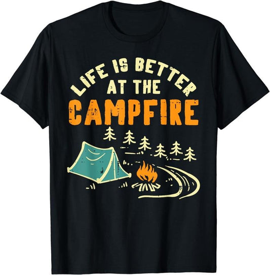 [100% Cotton]Life Better Campfire Camping Camper Boys Girl Kids Men Women T-Shirt Hoodie, Sweatshirt | WearSparks.com