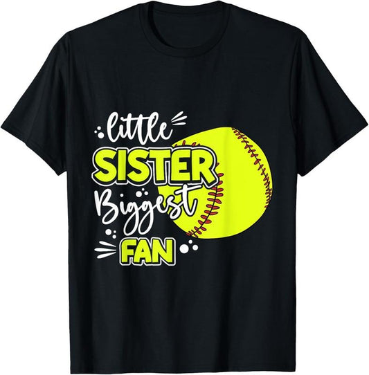 100% Cotton Little Sister Biggest Fan Softball, Softball Girl T-Shirt Hoodie, Sweatshirt | WearSparks.com